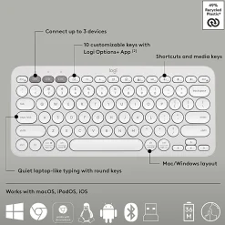Logitech Pebble 2 Combo Wireless Keyboard And Mouse, Tonal White