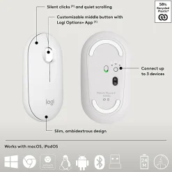 Logitech Pebble 2 Combo Wireless Keyboard And Mouse, Tonal White