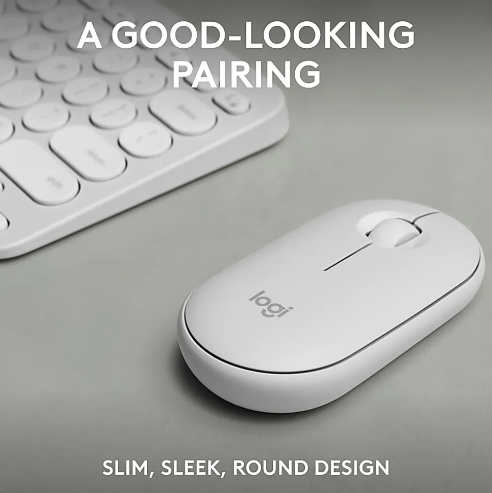 Logitech Pebble 2 Combo Wireless Keyboard And Mouse, Tonal White