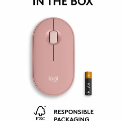 Logitech Pebble Mouse 2 M350s Slim Bluetooth Wireless Mouse, Portable, Customizable Button, Quiet Clicks, Tonal Rose - 910007023