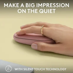 Logitech Pebble Mouse 2 M350s Slim Bluetooth Wireless Mouse, Portable, Customizable Button, Quiet Clicks, Tonal Rose - 910007023
