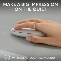 Logitech Pebble Mouse 2 M350s Slim Bluetooth Wireless Mouse, Portable, Customizable Button, Quiet Clicks, Tonal White - 910007022