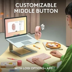 Logitech Pebble Mouse 2 M350s Slim Bluetooth Wireless Mouse, Portable, Customizable Button, Quiet Clicks, Tonal White - 910007022