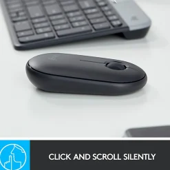 Logitech Pebble M350 Wireless Mouse with Bluetooth or 2.4 GHz Receiver, Silent, Slim Computer Mouse with Quiet Click, Graphite