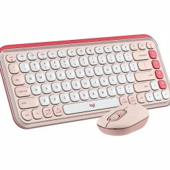 Logitech POP ICON COMBO, Bluetooth keyboard and mouse combo, comfortable typing, programmable keys and buttons, Rose