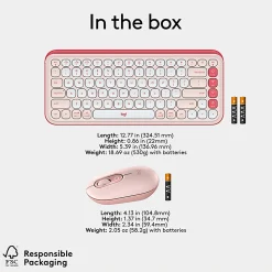 Logitech POP ICON COMBO, Bluetooth keyboard and mouse combo, comfortable typing, programmable keys and buttons, Rose