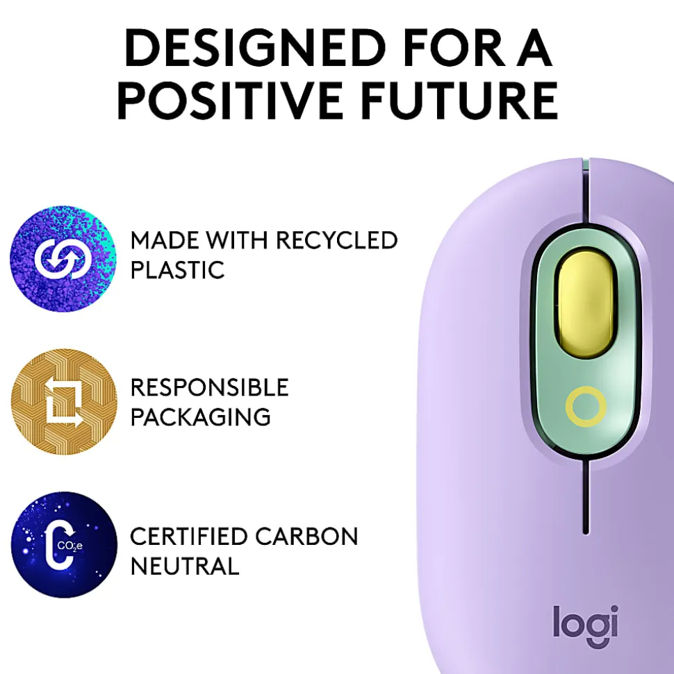 Logitech POP Mouse, Wireless Mouse with Customizable Emojis, SilentTouch Technology, Precision Scroll, Daydream - 910006544