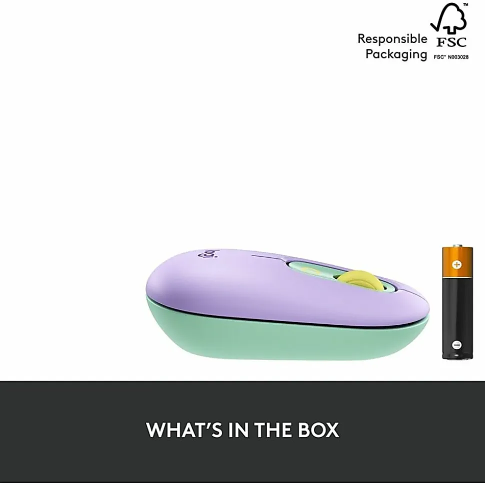 Logitech POP Mouse, Wireless Mouse with Customizable Emojis, SilentTouch Technology, Precision Scroll, Daydream - 910006544