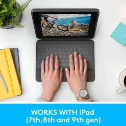 Logitech Rugged Folio for iPad 7th/8th/9th Generation, Protective Keyboard Case with Smart Connector and Durable Spill-Proof Keyboard - Graphite