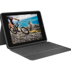 Logitech Rugged Folio for iPad 7th/8th/9th Generation, Protective Keyboard Case with Smart Connector and Durable Spill-Proof Keyboard - Graphite