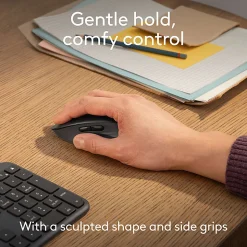 Logitech Signature Comfort M840 L Wireless Mouse, Bluetooth Mouse with Silent Clicks, SmartWheel, Customizable Buttons, Multi-Device, Black