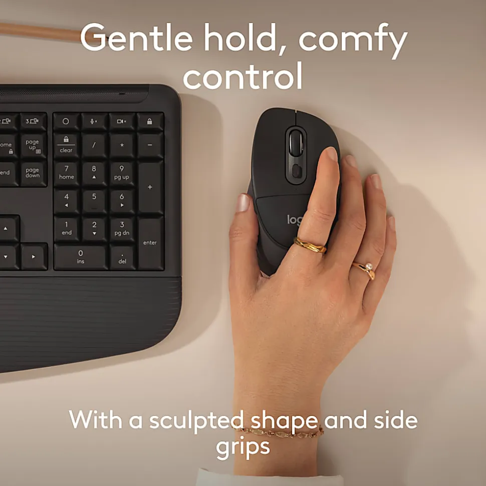 Logitech Signature Comfort Plus M850 L Wireless Mouse, With Palm Cushion, For Windows, Mac, iPad, Black, 910007711