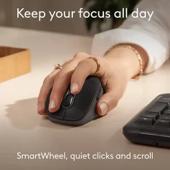 Logitech Signature Comfort Plus M850 L Wireless Mouse, With Palm Cushion, For Windows, Mac, iPad, Black, 910007711
