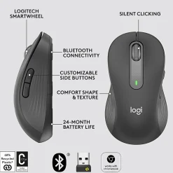 Logitech® Signature M650 Left-Handed Wireless Mouse, Graphite