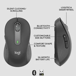Logitech Signature M650 L for Business (Graphite) - Brown Box - Wireless - Bluetooth/Radio Frequency - 910006346