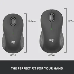 Logitech Signature M550 L Full-Size Wireless Mouse, Graphite, 910-006591