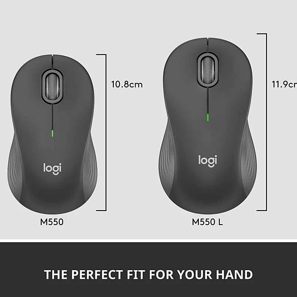Logitech Signature M550 L Full-Size Wireless Mouse, Graphite, 910-006591