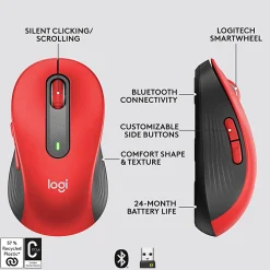 Logitech® Signature M650 L Full-Size Wireless Mouse, Red, 910-006358