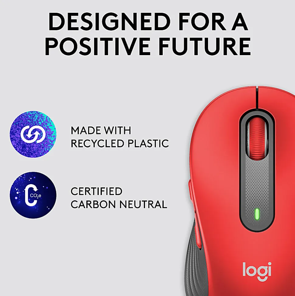 Logitech® Signature M650 L Full-Size Wireless Mouse, Red, 910-006358