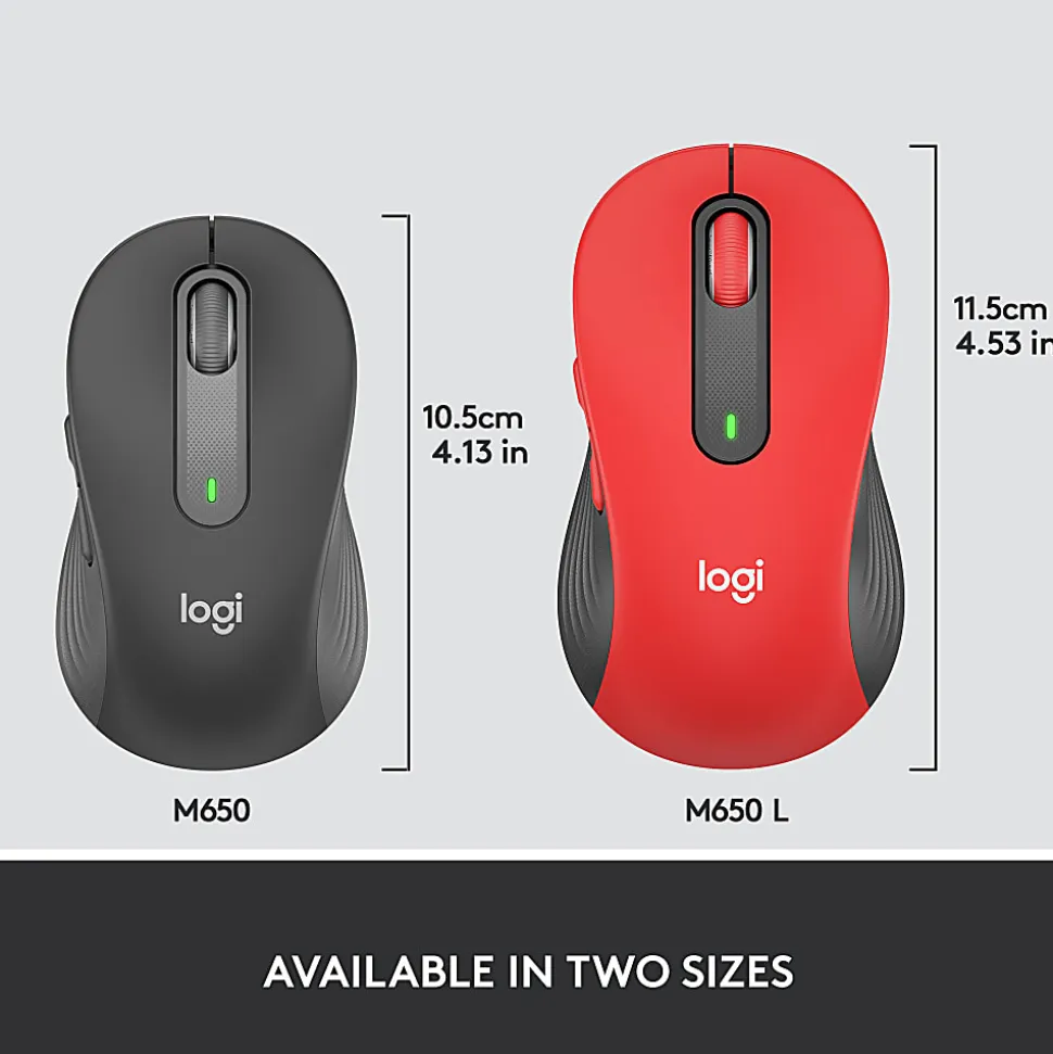 Logitech® Signature M650 L Full-Size Wireless Mouse, Red, 910-006358