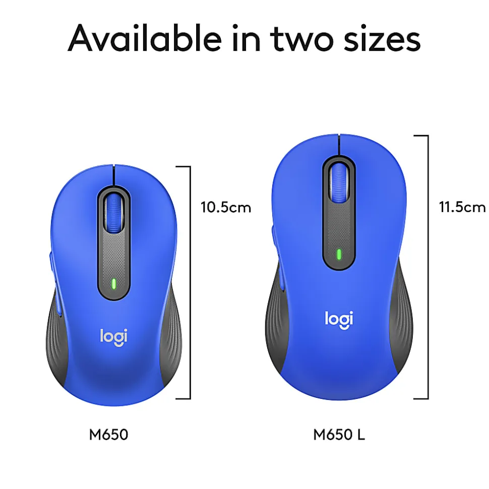 Logitech® Signature M650 L Full-Size Wireless Mouse, Blue, 910-006232