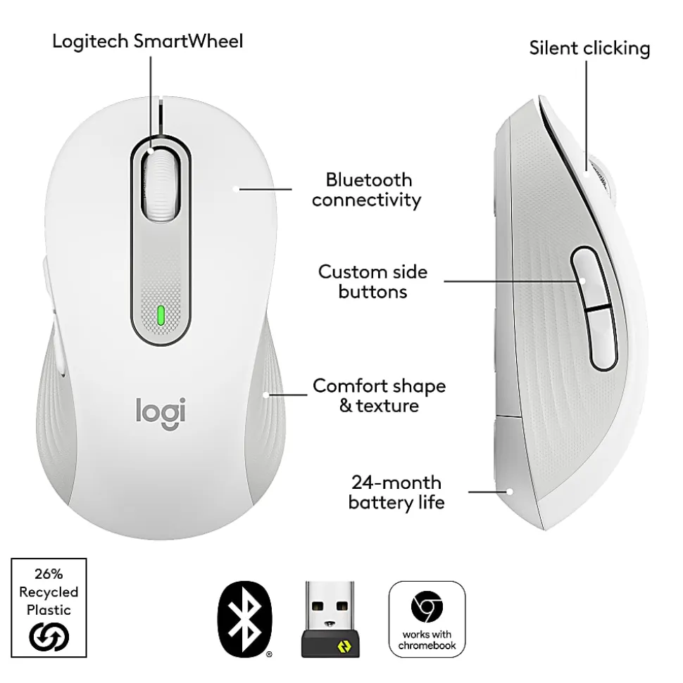 Logitech® Signature M650 Wireless Mouse, Off-White
