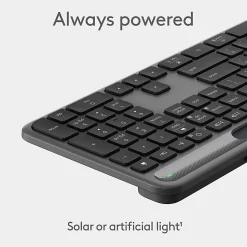 Logitech Signature Slim Solar+ Wireless Keyboard, Bluetooth, Graphite, 920013755