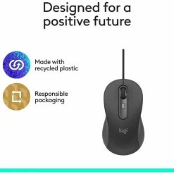 Logitech Signature Wired M520 L for Business, Optical Wired Mouse, USB-C Plug-and-Play, Graphite, 910007497
