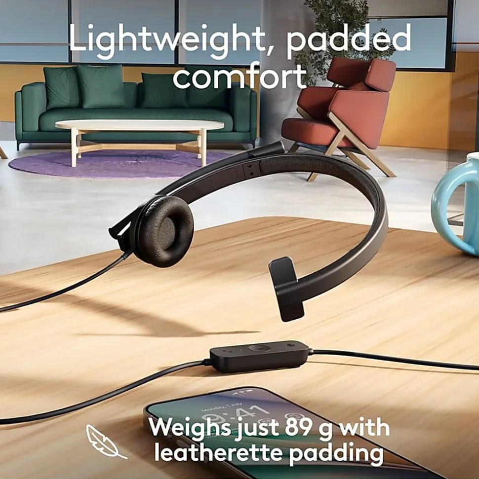 Logitech USB Headset Mono H570e - Mono - USB - Wired - 31.50 Hz to 20 kHz - Over-the-head - Monaural - 981000570