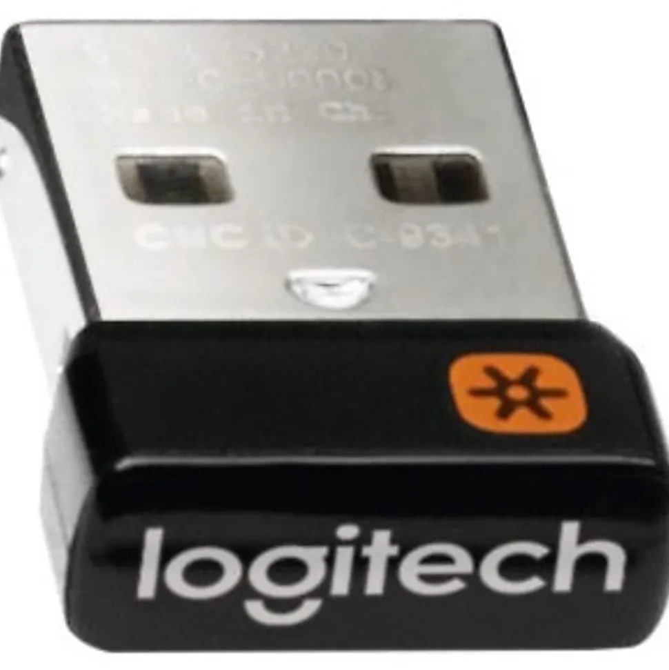 Logitech® USB Unifying Receiver, 5/8"H x 3/8"W x 1/4"D, Black, 910-005235