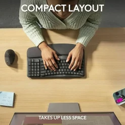 Logitech Wave Keys for Business, Wireless Ergonomic Keyboard with Cushioned Palm Rest, Logi Bolt Technology, Graphite - 920012058