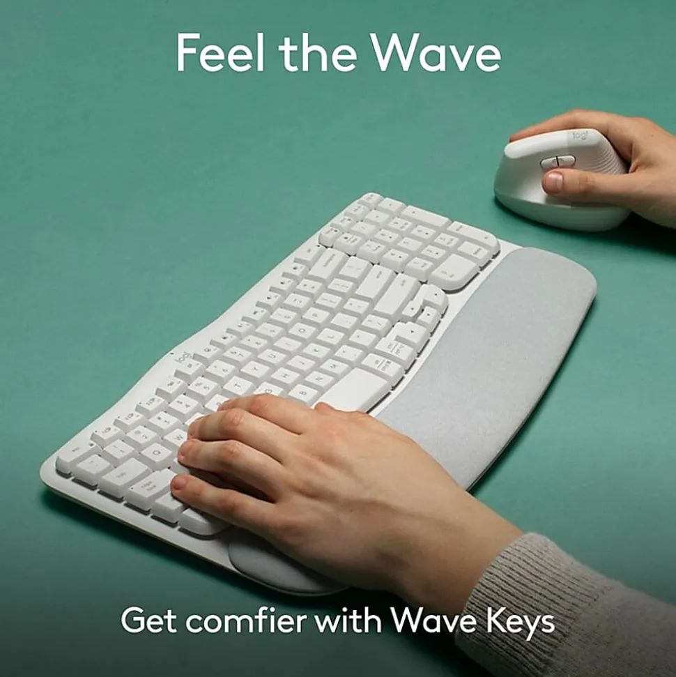 Logitech Wave Keys Keyboard - Wireless Connectivity - Bluetooth - 32.81 ft - USB Interface