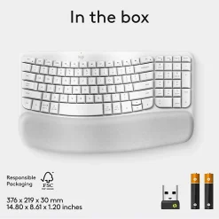 Logitech Wave Keys Keyboard - Wireless Connectivity - Bluetooth - 32.81 ft - USB Interface