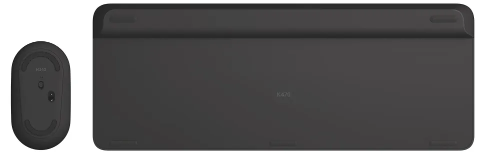 Logitech® Wireless Keyboard & Mouse, Straight Full Size Keyboard, Graphite, Ambidextrous Optical Mouse, MK470 Slim