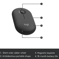Logitech® Wireless Keyboard & Mouse, Straight Full Size Keyboard, Graphite, Ambidextrous Optical Mouse, MK470 Slim
