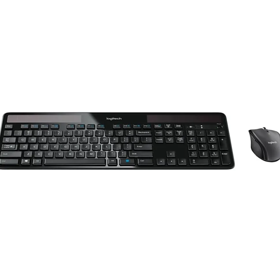 Logitech® Wireless Keyboard & Mouse, Straight Compact Keyboard, Black, Right-Handed Laser Mouse, MK750