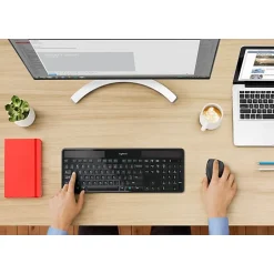 Logitech® Wireless Keyboard & Mouse, Straight Compact Keyboard, Black, Right-Handed Laser Mouse, MK750