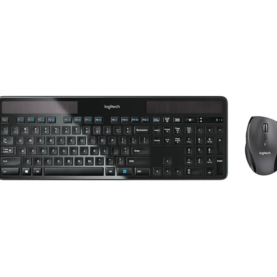 Logitech® Wireless Keyboard & Mouse, Straight Compact Keyboard, Black, Right-Handed Laser Mouse, MK750