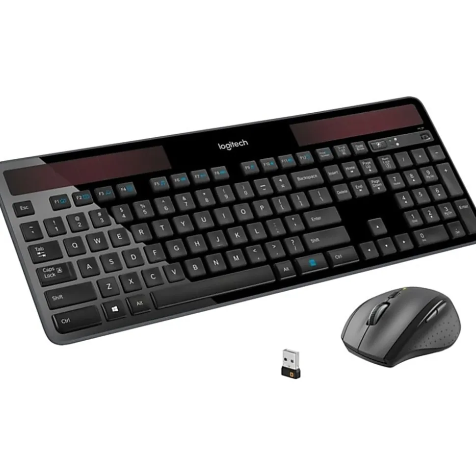 Logitech® Wireless Keyboard & Mouse, Straight Compact Keyboard, Black, Right-Handed Laser Mouse, MK750
