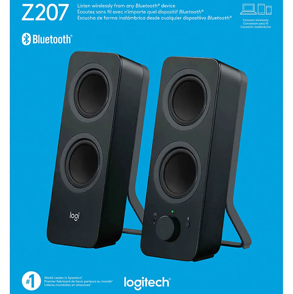 Logitech® Z207 Bluetooth® Computer Speakers, Black, Pack Of 2