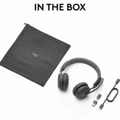 Logitech Zone 950 Premium Noise Canceling AI-Powered Headset Hybrid ANC and Bluetooth, Graphite, HL8183