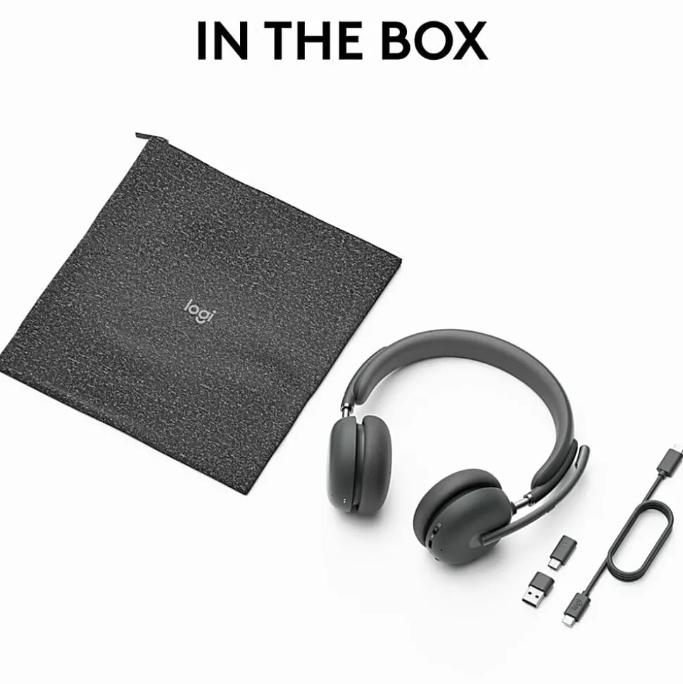 Logitech Zone 950 Premium Noise Canceling AI-Powered Headset Hybrid ANC and Bluetooth, Graphite, HL8183