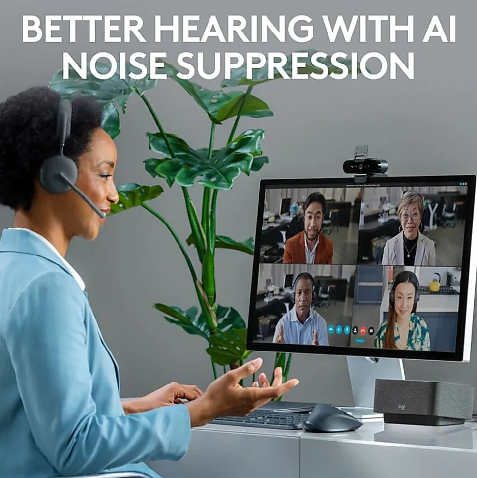 Logitech Zone 950 Premium Noise Canceling AI-Powered Headset Hybrid ANC and Bluetooth, Graphite, HL8183