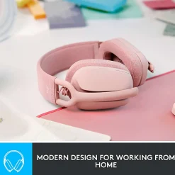 Logitech Zone Vibe 100 Wireless Over Ear Headphones, Noise Canceling Microphone - Rose - 981-001258