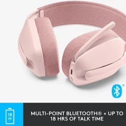 Logitech Zone Vibe 100 Wireless Over Ear Headphones, Noise Canceling Microphone - Rose - 981-001258