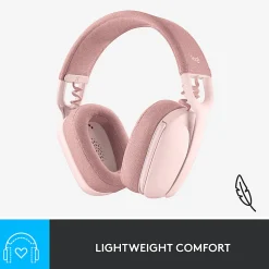 Logitech Zone Vibe 100 Wireless Over Ear Headphones, Noise Canceling Microphone - Rose - 981-001258