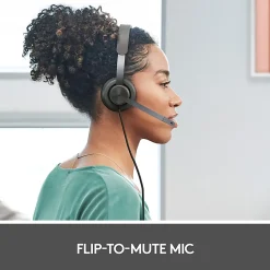 Logitech Zone 750 Wired On-Ear Headset with Advanced Noise-Canceling Microphone, Plug-and-Play Compatibility for All Devices - Black