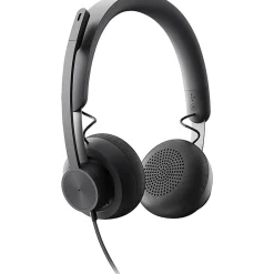Logitech Zone 750 Wired On-Ear Headset with Advanced Noise-Canceling Microphone, Plug-and-Play Compatibility for All Devices - Black