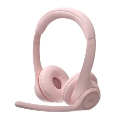 Logitech Zone 300 Wireless Bluetooth Headset With Noise-Canceling Microphone, Compatible with Windows, Mac, Chrome, Linux, iOS, iPadOS, Android – Rose