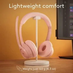 Logitech Zone 300 Wireless Bluetooth Headset With Noise-Canceling Microphone, Compatible with Windows, Mac, Chrome, Linux, iOS, iPadOS, Android – Rose